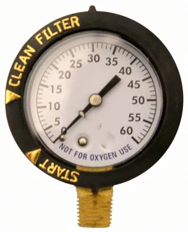 Super-Pro Plastic Pressure 2″ Gauge w/ Indicator Bezel, 0-60 Lb., 0.25″ Bottom Mount – 81060BUCF