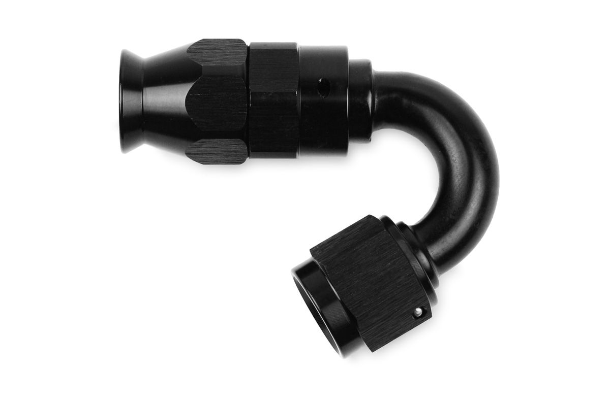 RaceFlux PTFE 150-Degree Double Swivel Hose End Fitting, Aluminum