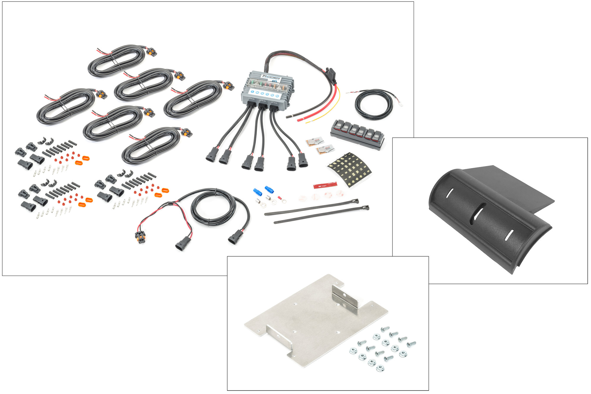 Trigger 6 Shooter System with Overhead Switch Mount, Underhood Relay Mount, Connector Kitsfor 07-18 Jeep Wrangler JK