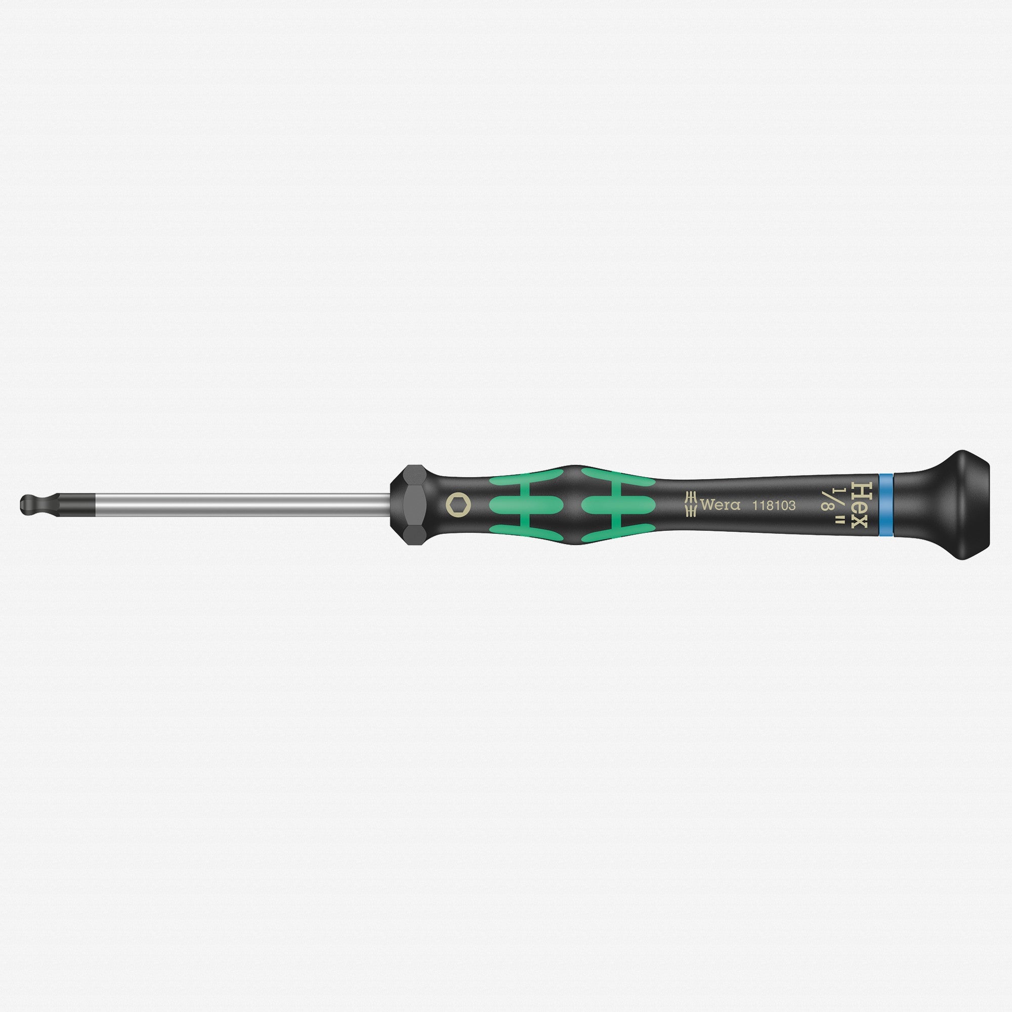 Wera 118103 1/8" x 60mm Kraftform Micro Ball End Hex Precision Screwdriver