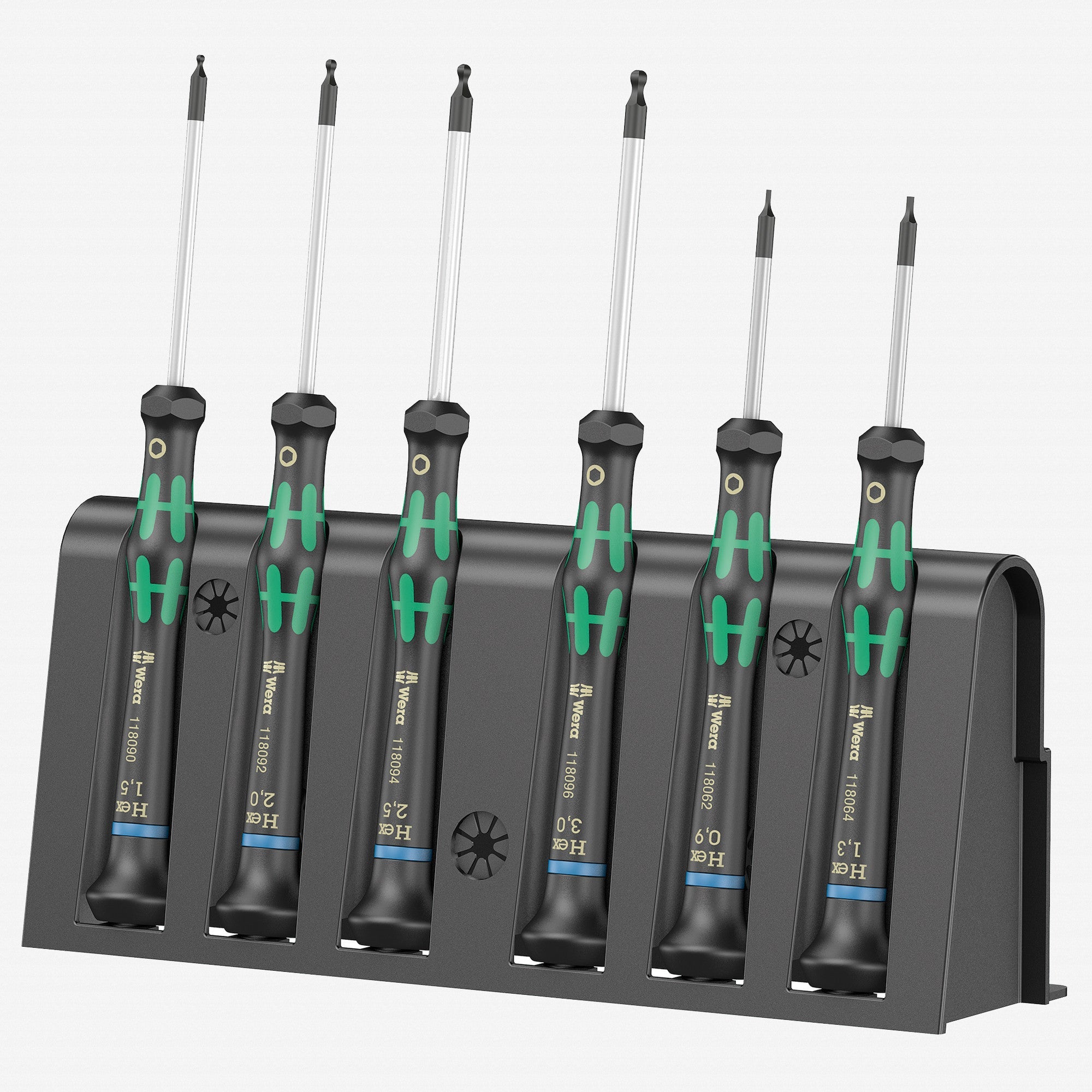 Wera 118156 Kraftform Micro Ball End Hex Metric Precision Screwdriver Set + Rack (Retail Pack)