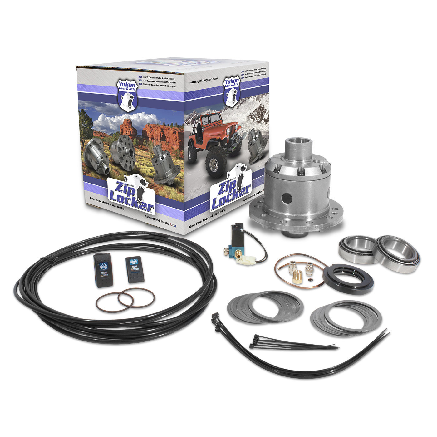 Yukon Gear & Axle Zip Air Lockerfor 87-26 Jeep Wrangler JL, JK, TJ & YJ with Dana 30 Front Axle with 3.73 and Numerically Higher Gear Ratio